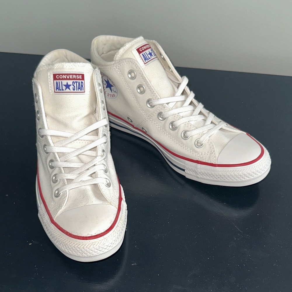 Converse White and Red High-Top Sneakers - Picture 1 of 5